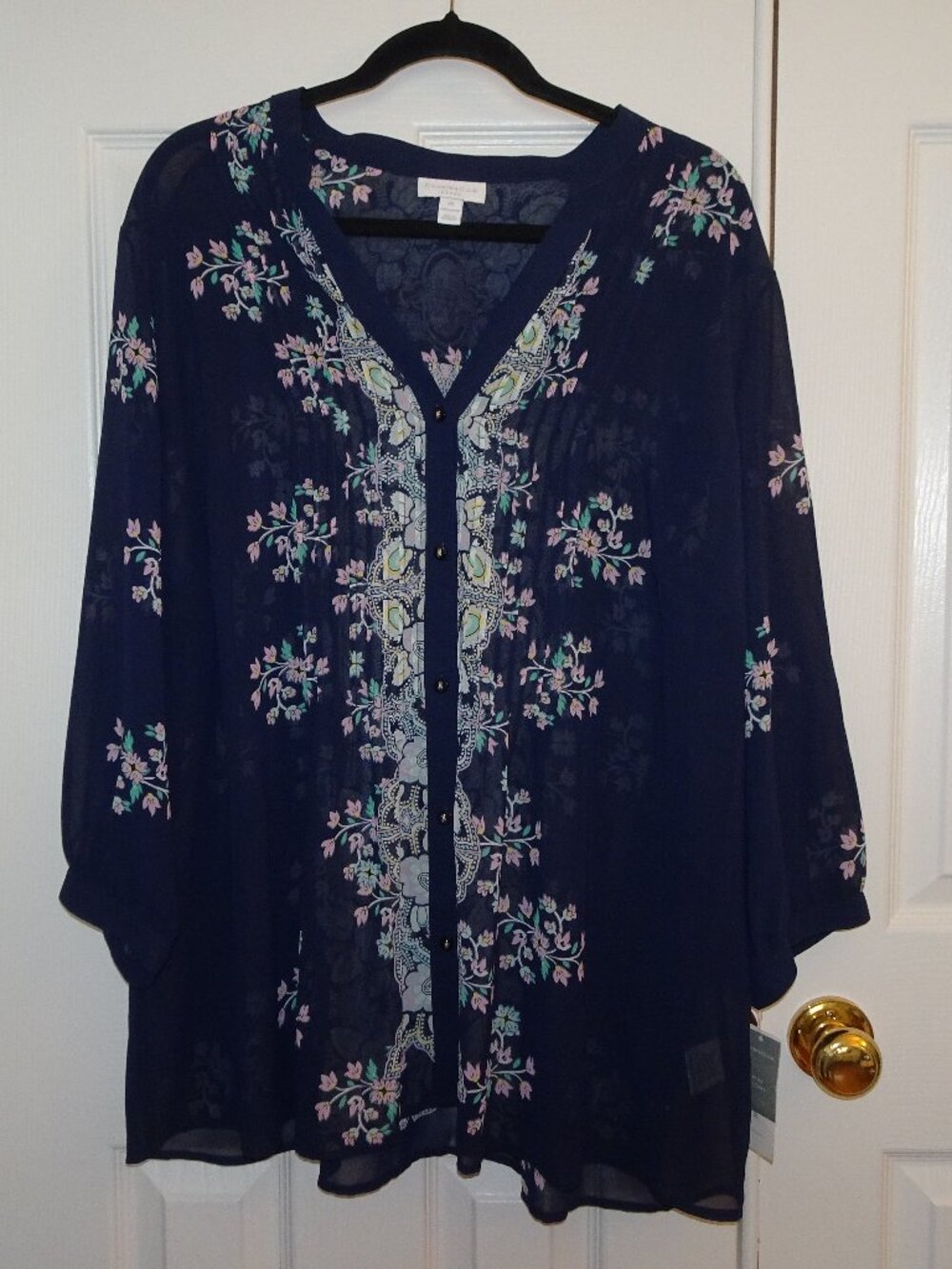 Charter Club Plus Size Sheer Button up Blouse